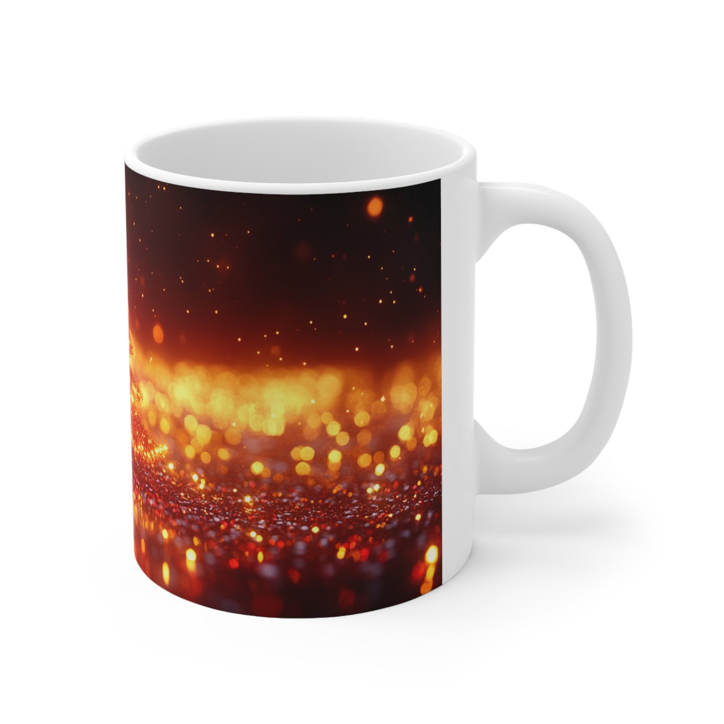 Golden Christmas Tree Fight Ceramic Coffee Cup, 11oz