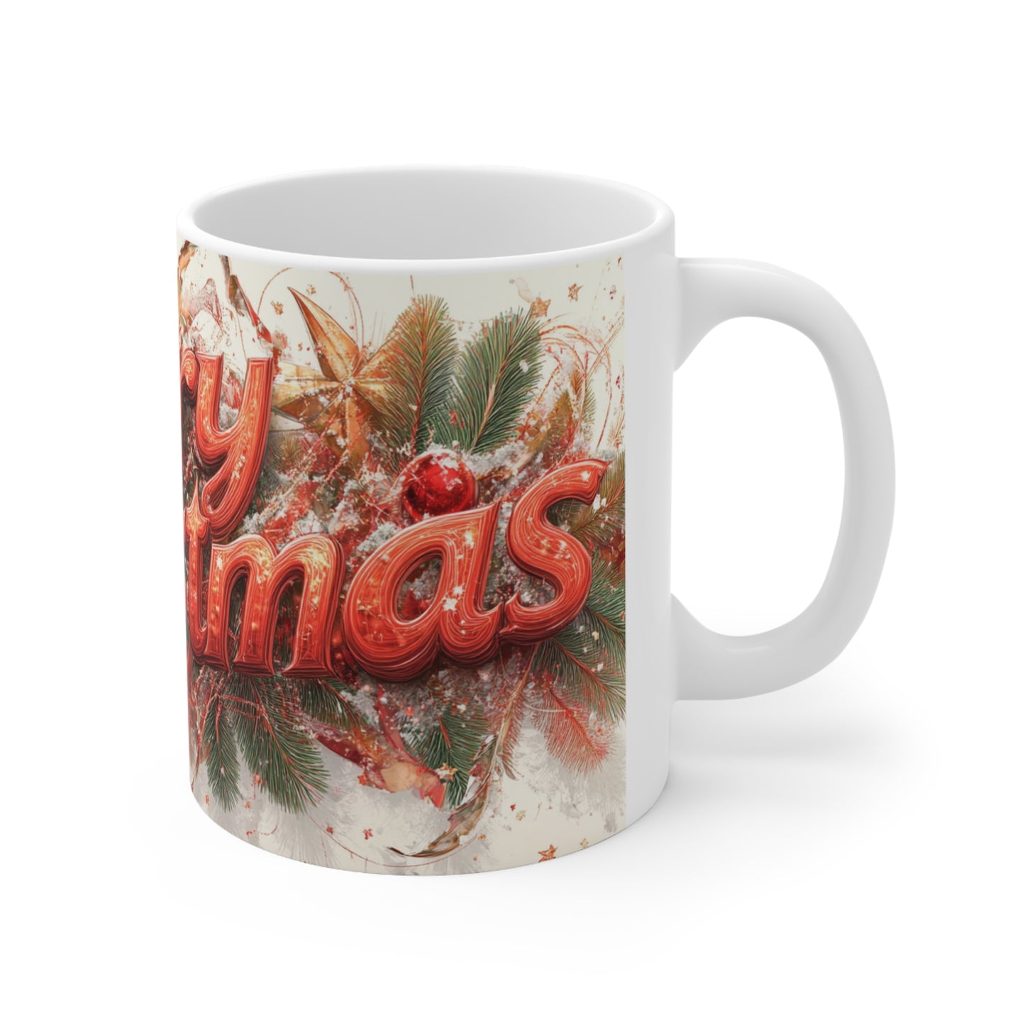 Merry Christmas Decoration Ceramic Coffee Cup, 11oz