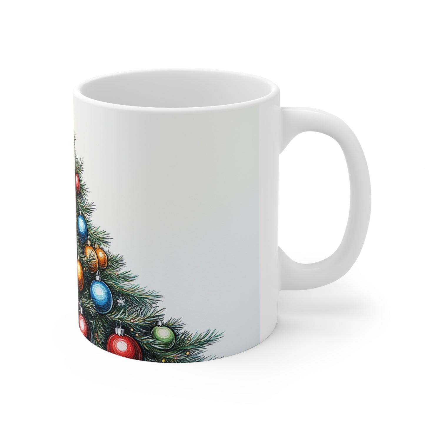 Cartoon Christmas Tree Ceramic Coffee Cup, 11oz