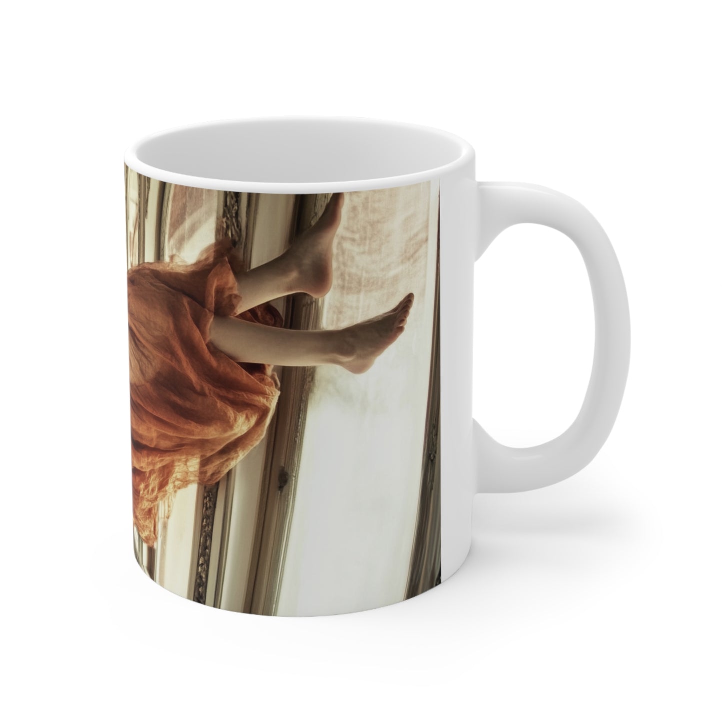 Lady in Suspense Ceramic Coffee Cup, 11oz
