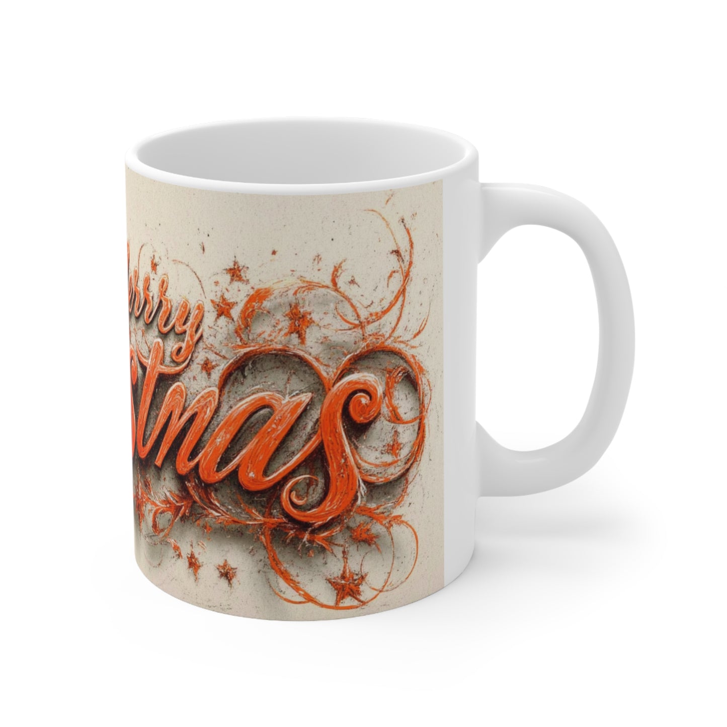 Merry Christmas Stars Ceramic Coffee Cup, 11oz