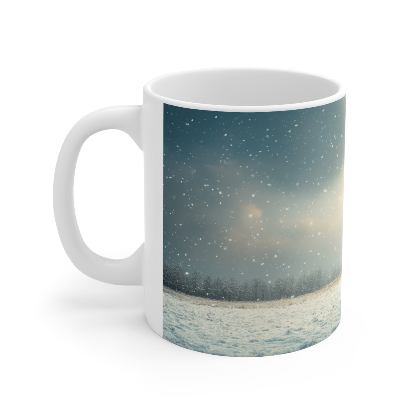 Snowy Christmas Tree Ceramic Coffee Cup, 11oz