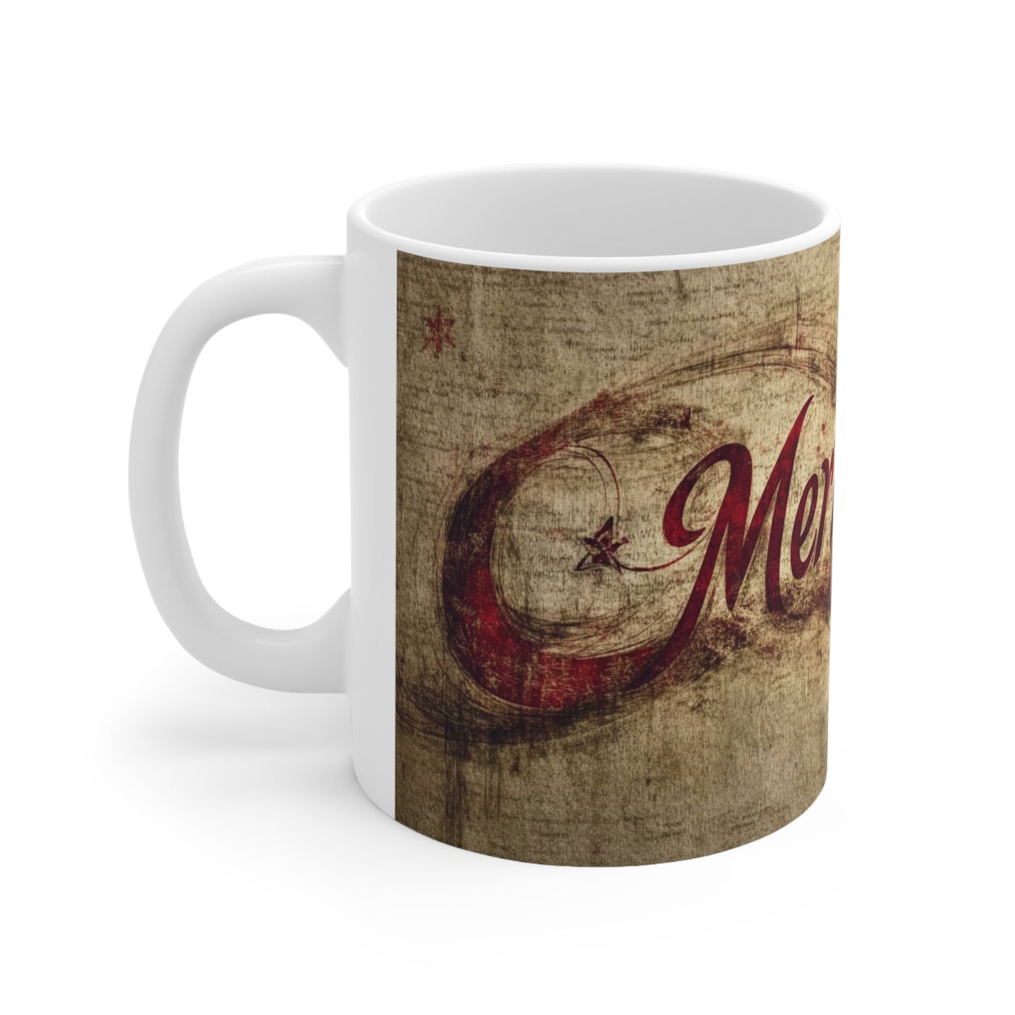 Merry Christmas Woven Ceramic Coffee Cup, 11oz