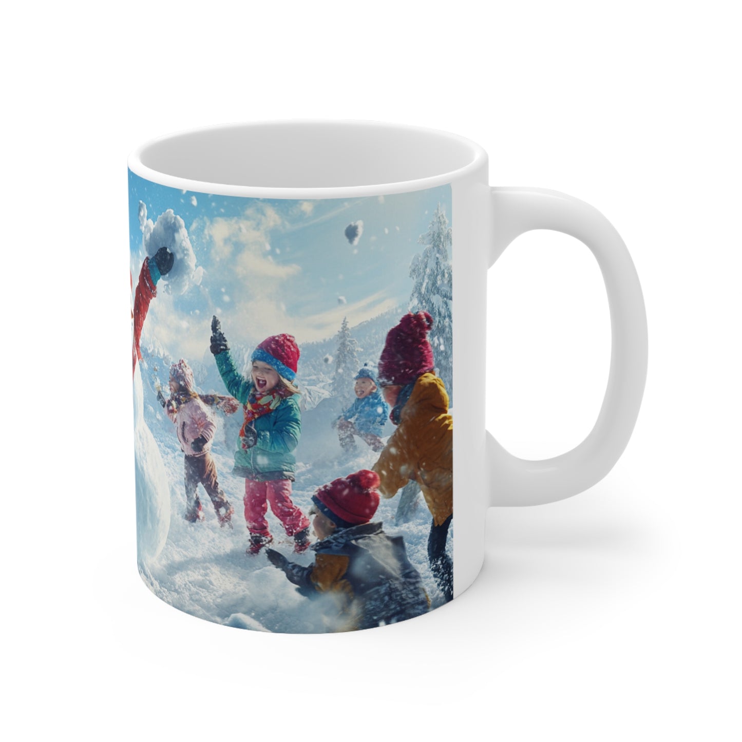 Snowman Snowball Fight Ceramic Coffee Cup, 11oz