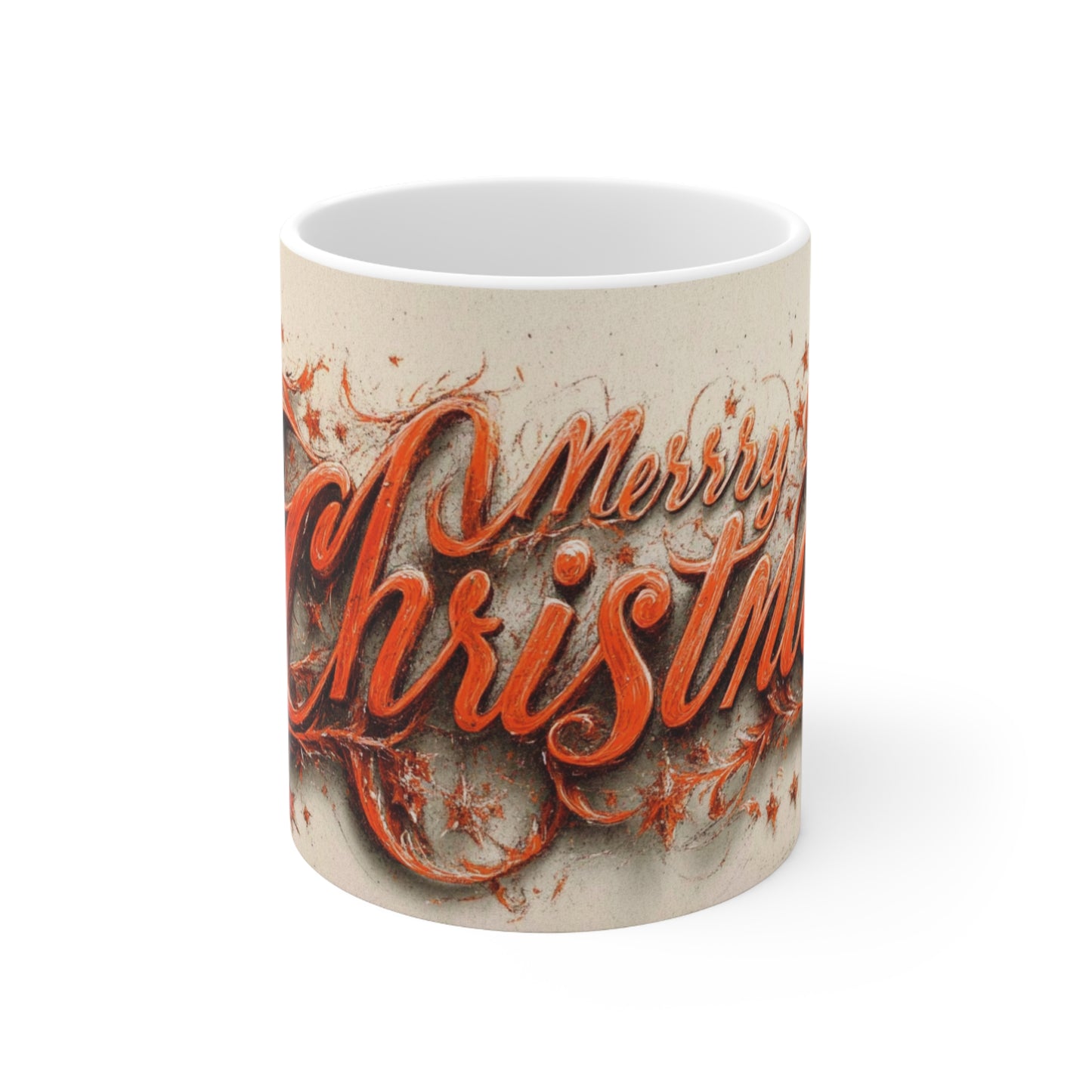 Merry Christmas Stars Ceramic Coffee Cup, 11oz