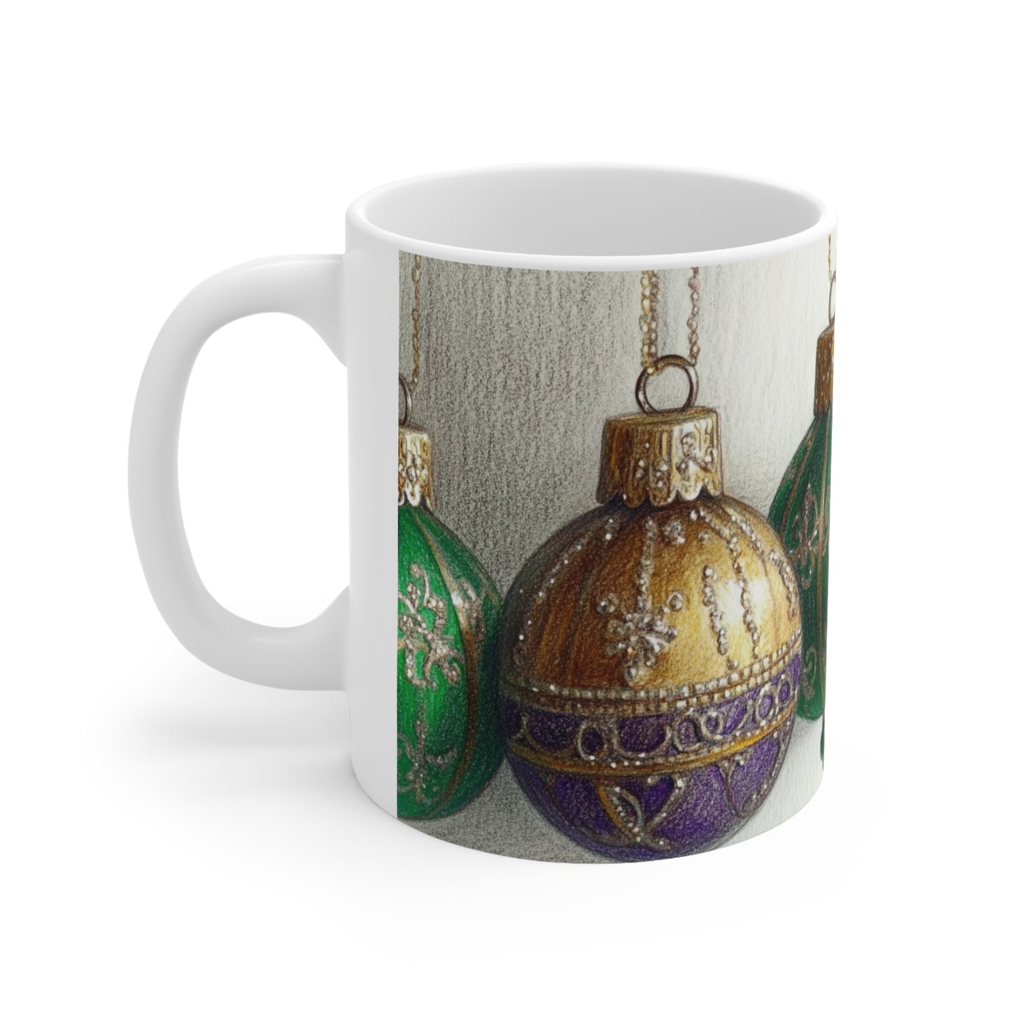 Christmas Baubles Ceramic Coffee Cup, 11oz