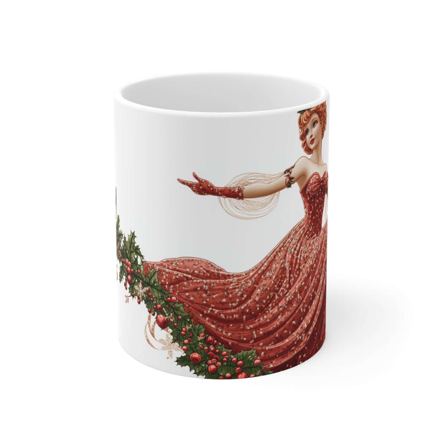 Merry Christmas Festive Figure Ceramic Coffee Cup, 11oz