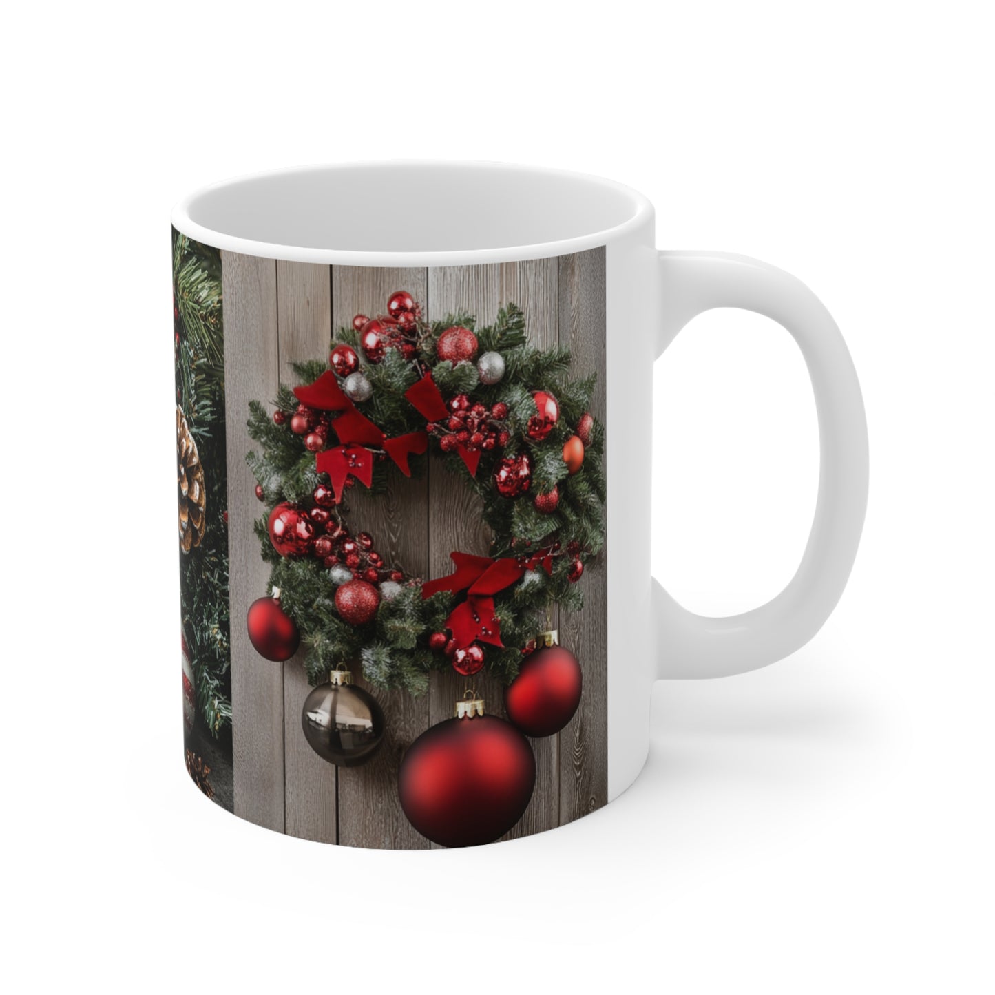Christmas Wreath Ceramic Coffee Cup, 11oz