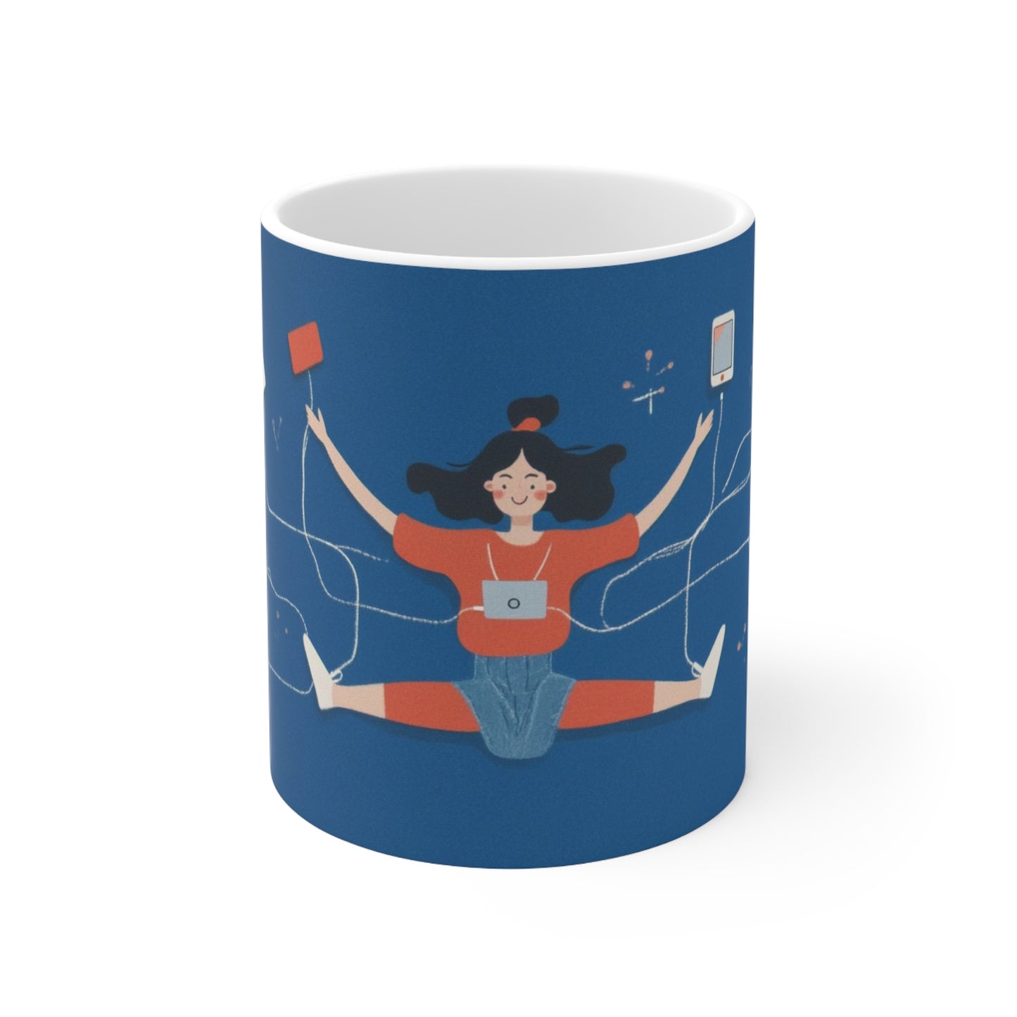 Connected Ceramic Coffee Cups, 11oz