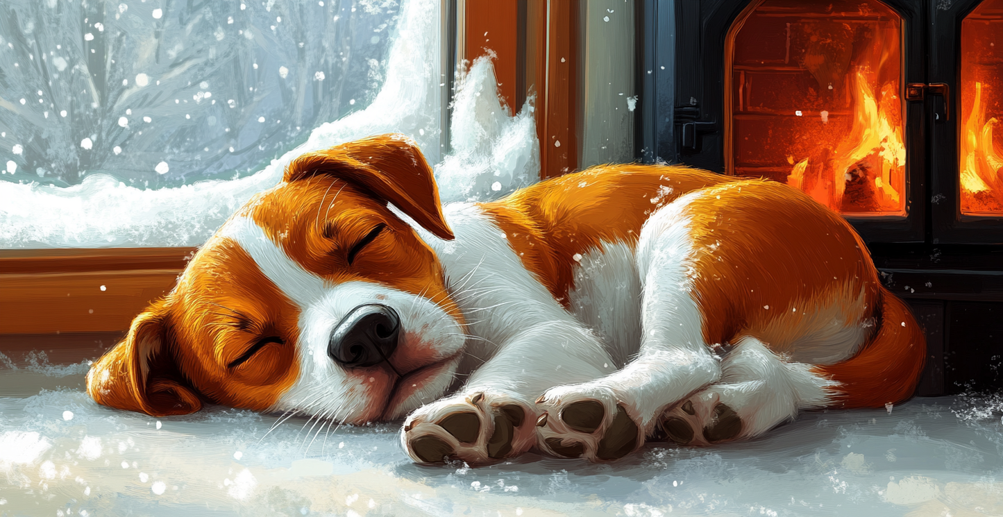 Sleeping Puppy Merry Christmas coffee cup mug Detail