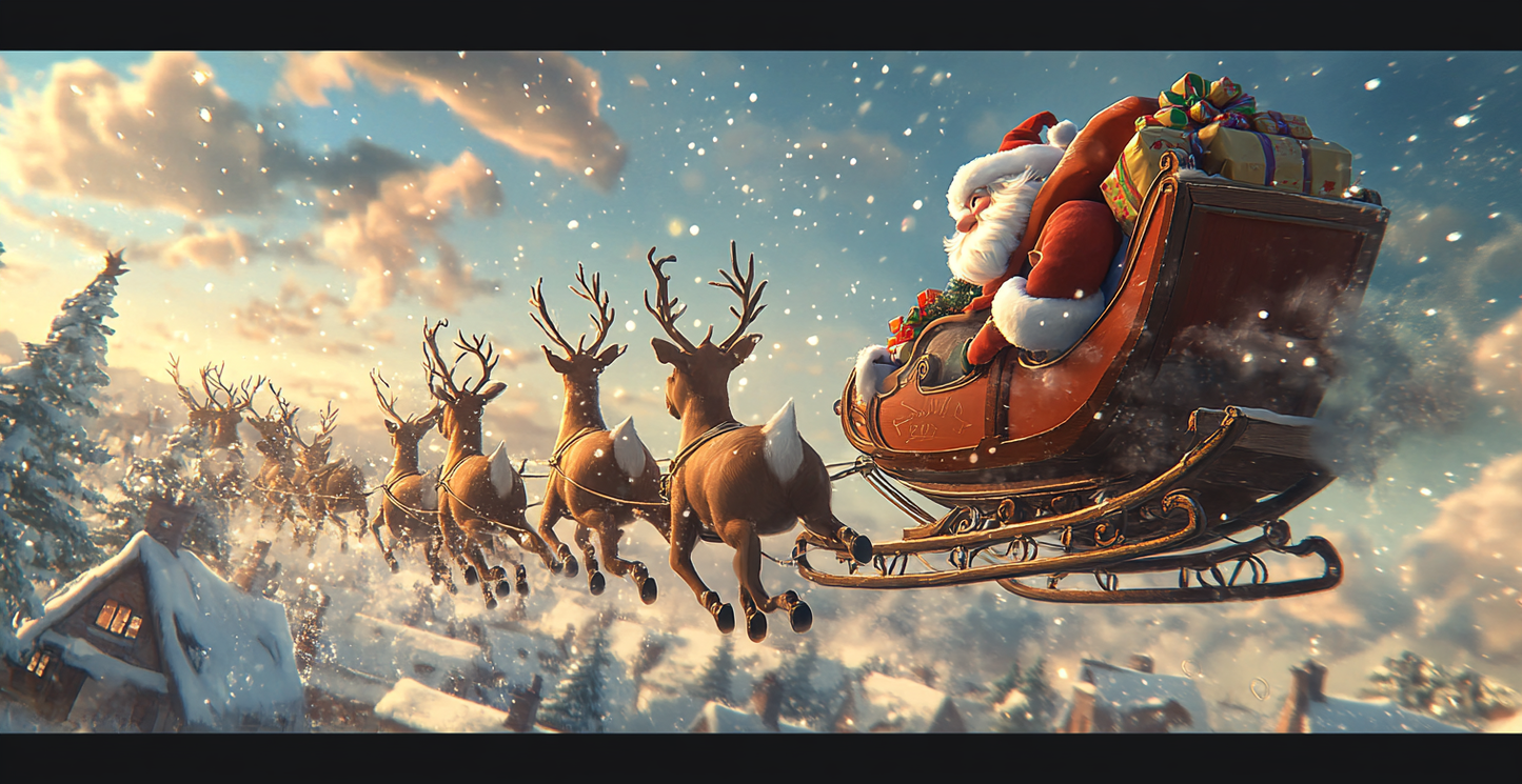 Santa's Sleigh Merry Christmas coffee cup mug Detail