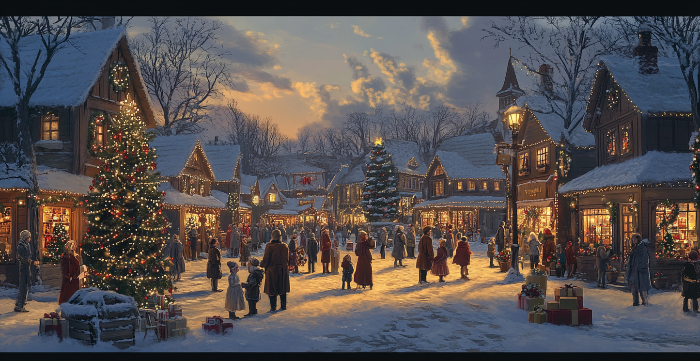 Traditional winter village Merry Christmas coffee cup mug Detail