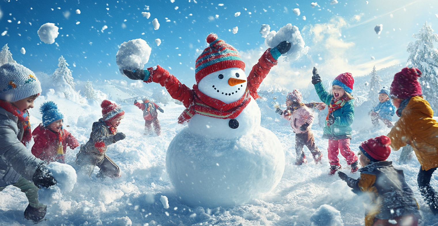 Snowman Snowball Fight Merry Christmas coffee cup mug Detail