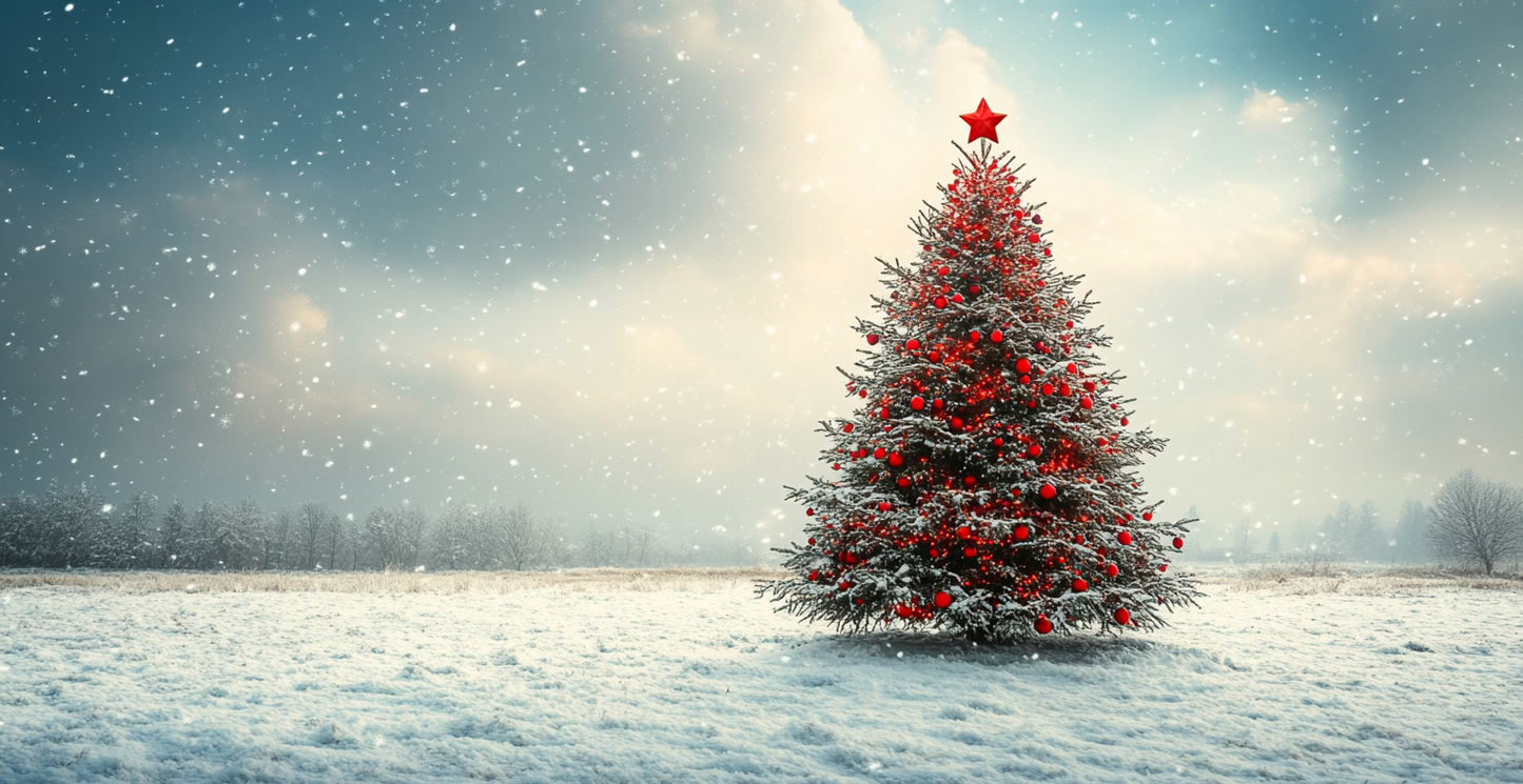 Snowy Merry Christmas Tree coffee cup mug Detail