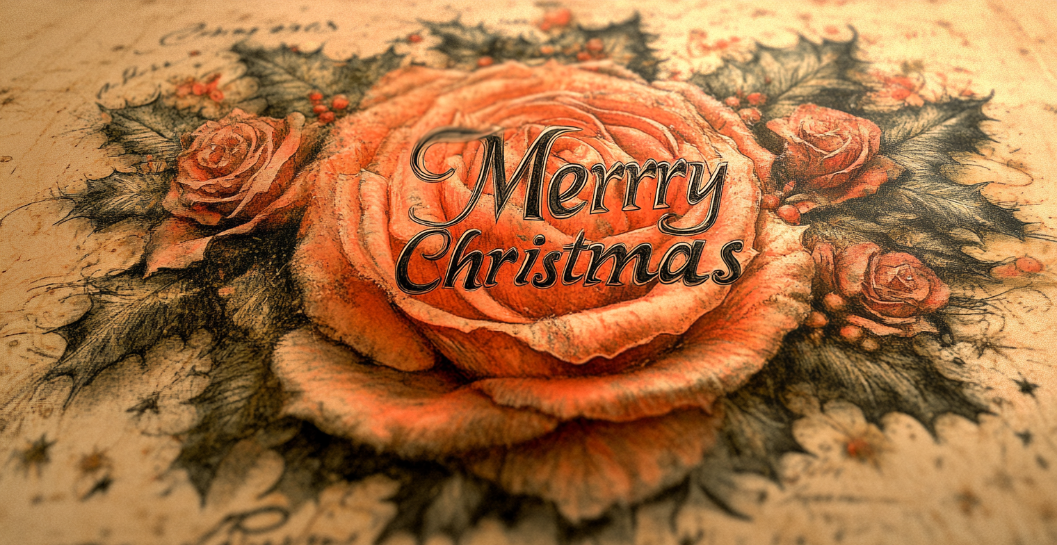 Merry Christmas Rose coffee cup mug Detail