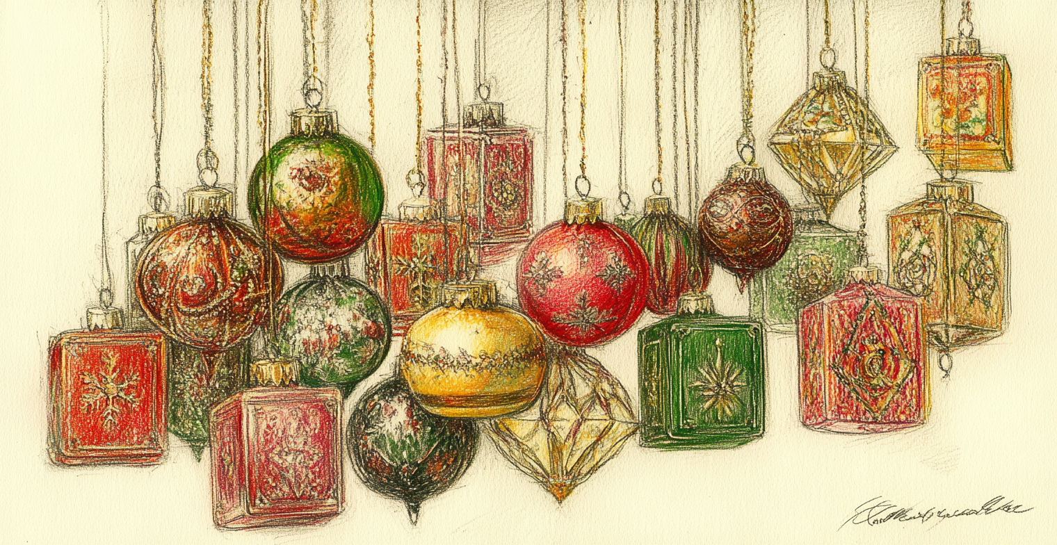 Christmas Ornaments coffee cup mug Detail