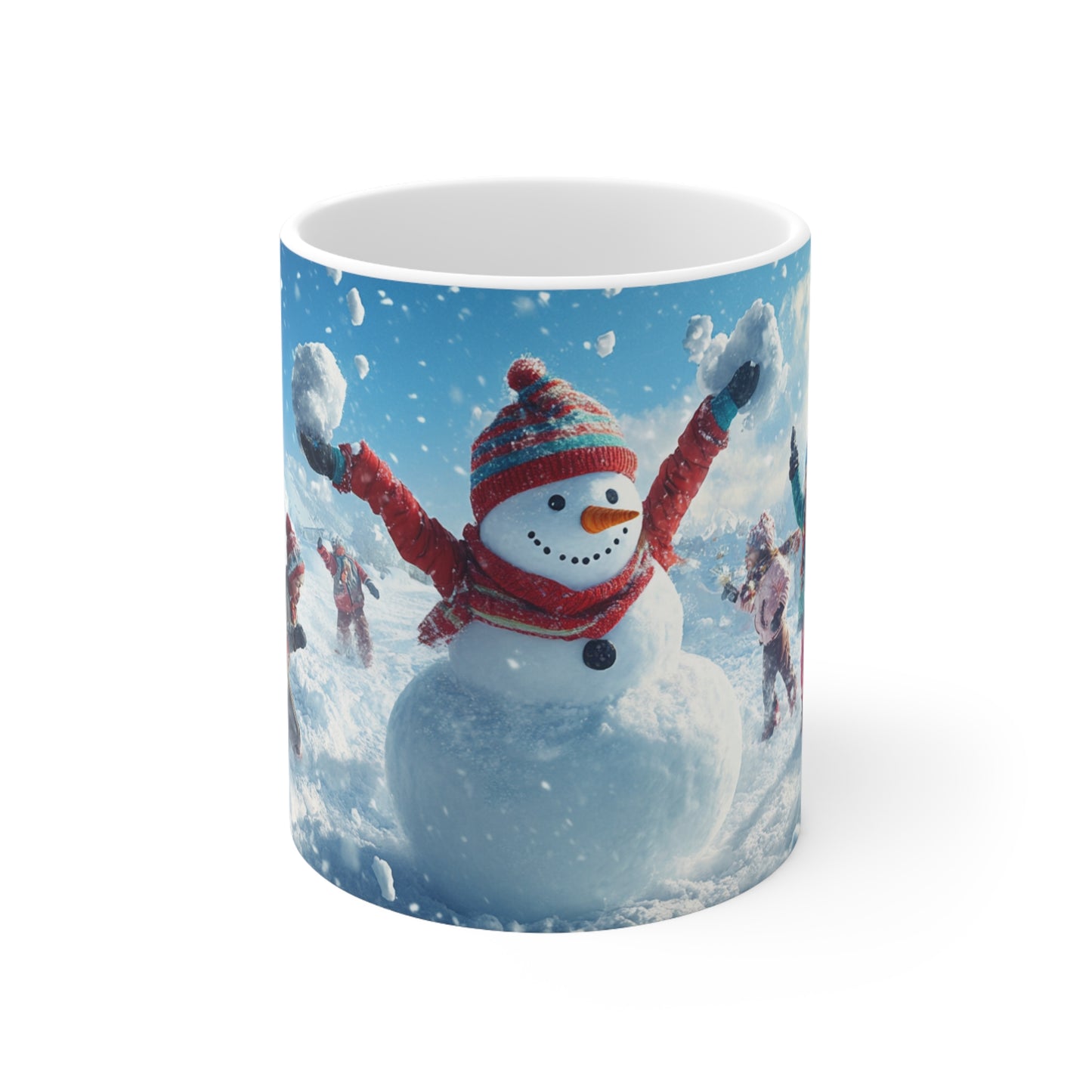 Snowman Snowball Fight Ceramic Coffee Cup, 11oz