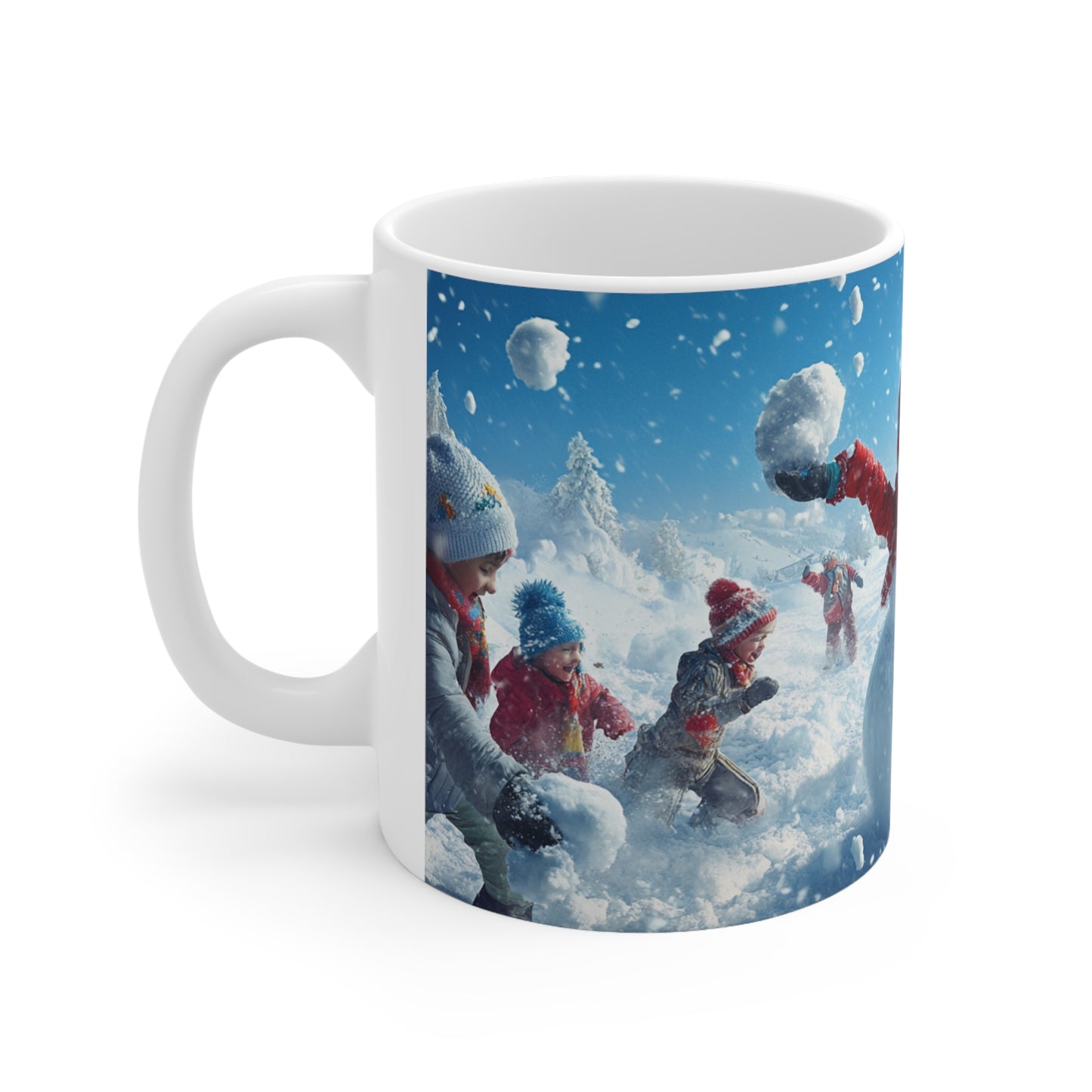 Snowman Snowball Fight Ceramic Coffee Cup, 11oz