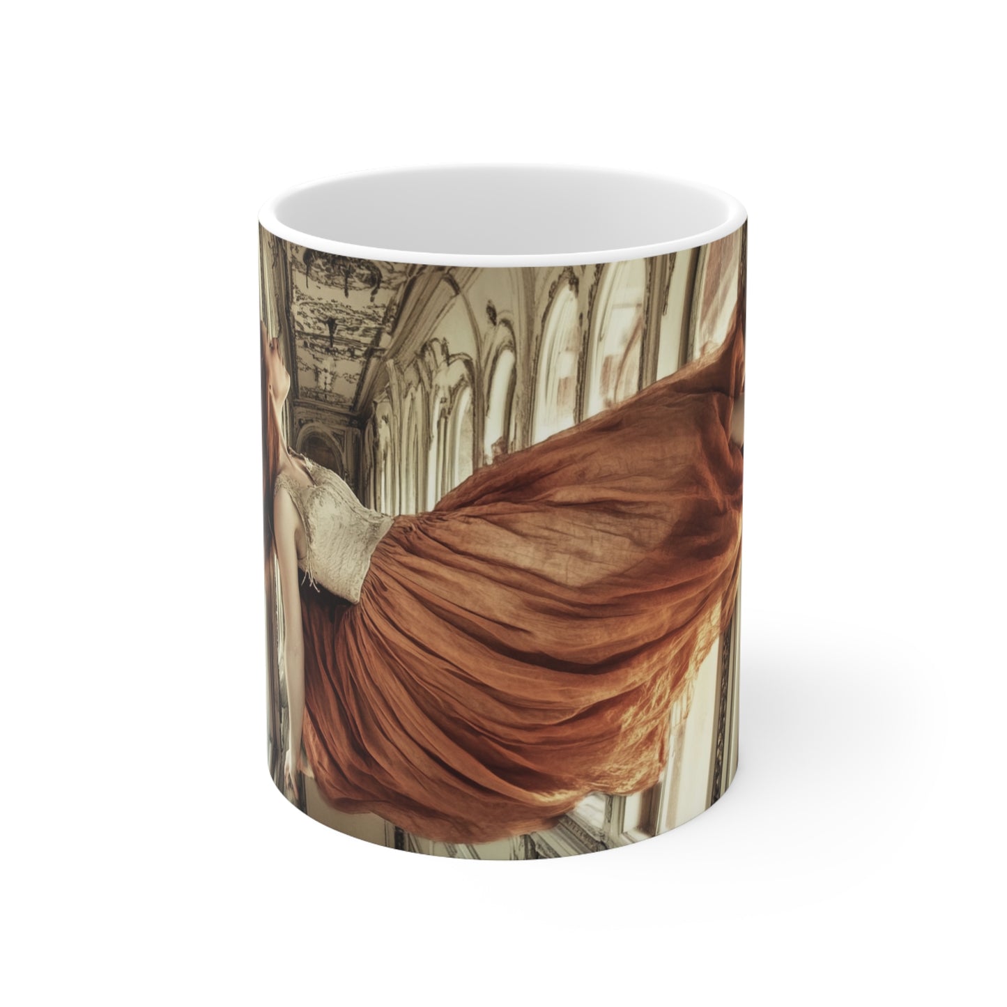 Lady in Suspense Ceramic Coffee Cup, 11oz