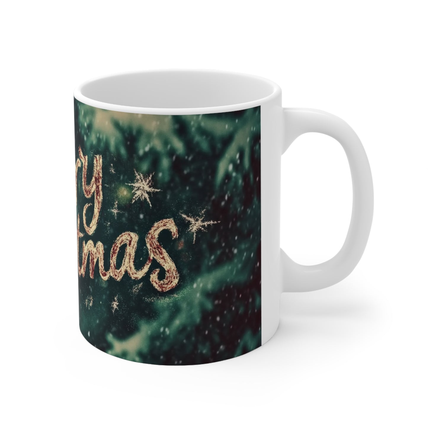 Merry Christmas Glittery Ceramic Coffee Cup, 11oz