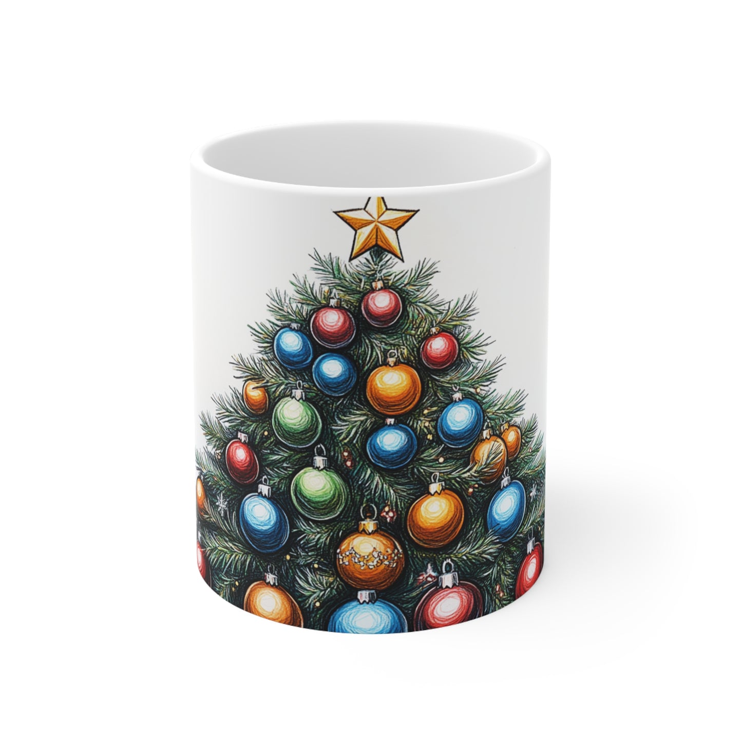 Cartoon Christmas Tree Ceramic Coffee Cup, 11oz