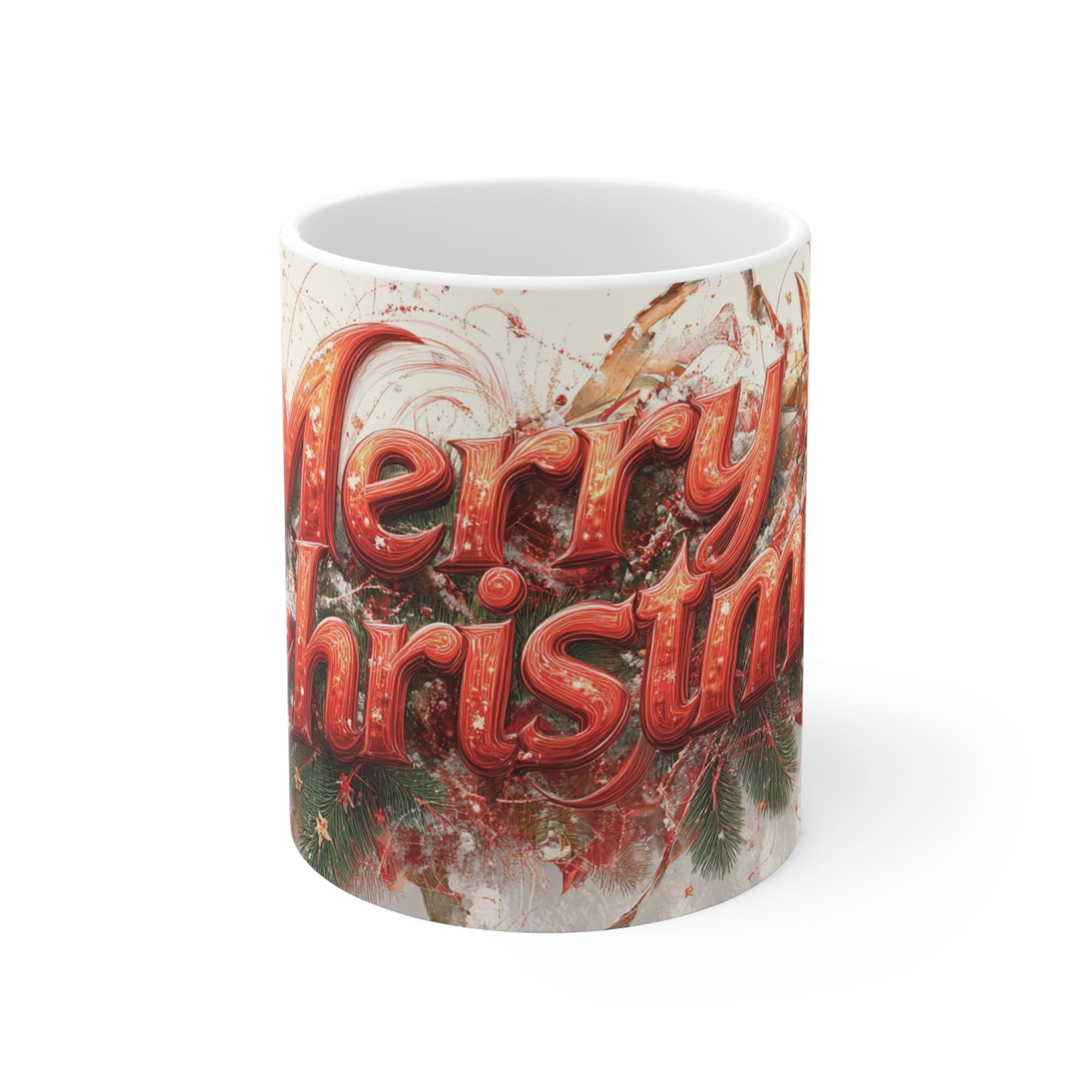 Merry Christmas Decoration Ceramic Coffee Cup, 11oz