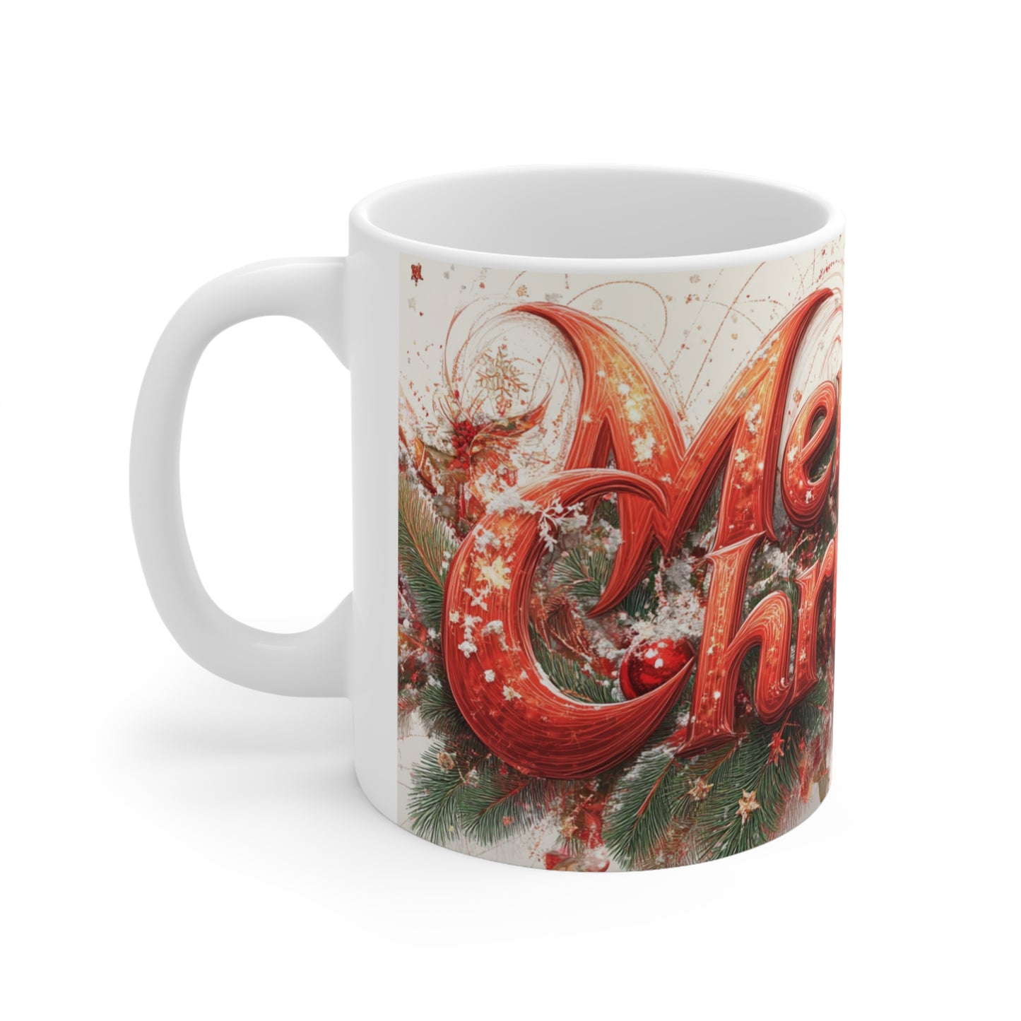 Merry Christmas Decoration Ceramic Coffee Cup, 11oz