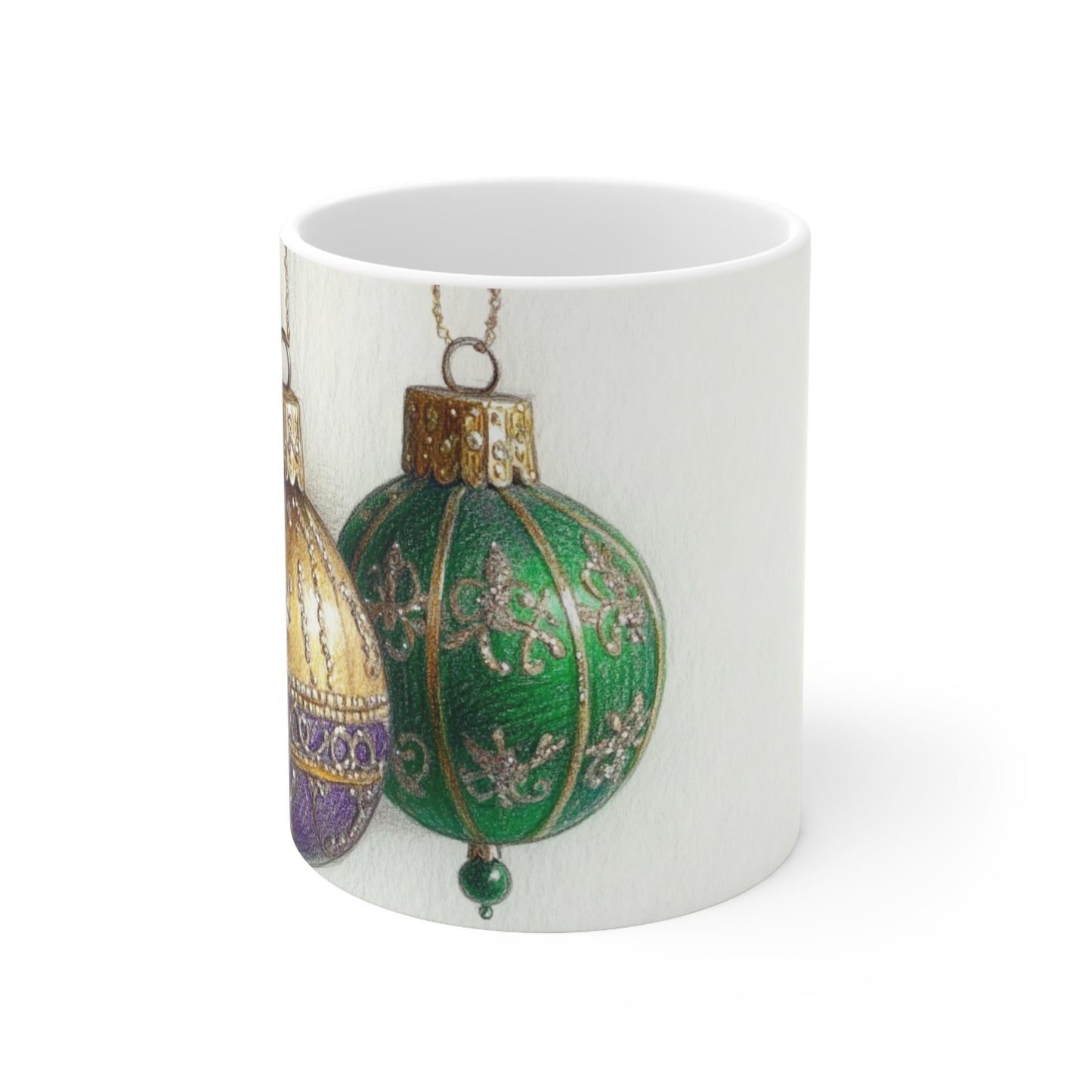 Christmas Baubles Ceramic Coffee Cup, 11oz